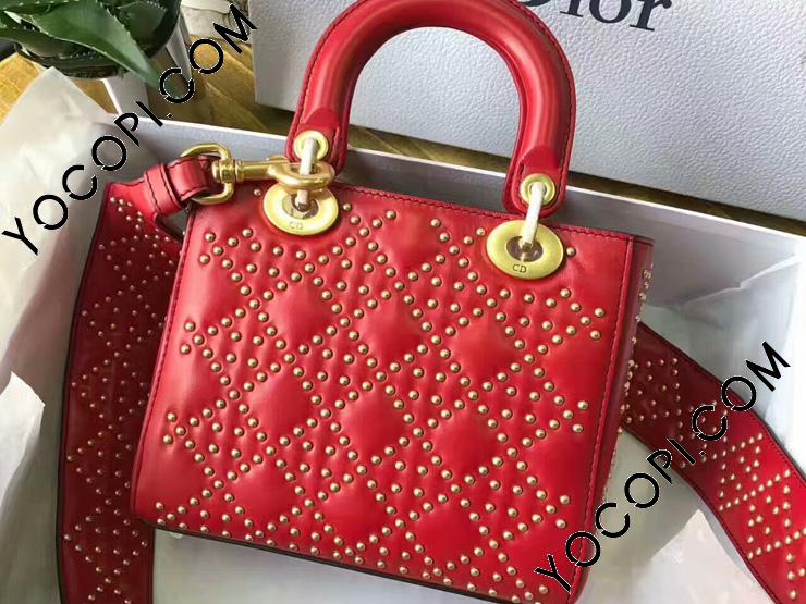 ディオール スタッズカーフレザー Lady Dior ソフトバッグ