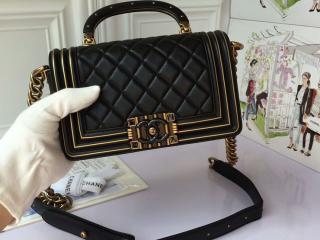 シャネル CHANEL ボーイシャネル ラムスキン ブラック×ゴールド ボーイ シャネル 「BOY CHANEL」 ハンドバッグ ショルダーバッグ