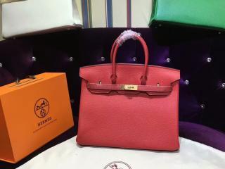 【H0082514】 エルメスバッグ HERMES Birkin バーキン25/30/35 ハンドバッグ シルバー金具 スカーレット　Sクラス