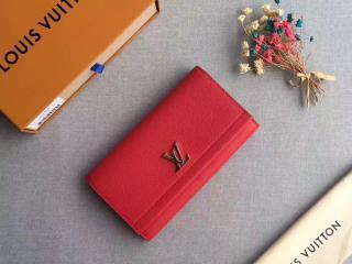 【M62326】 ルイヴィトン 長財布 スーパーコピー「LOUIS VUITTON LOCKME II」ポルトフォイユ・ロックミー II その他レザー 二つ折り財布 ルビー