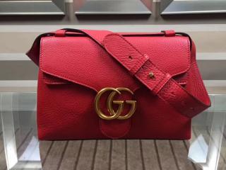 グッチ バッグ コピー 〔GUCCI〕 GGマーモント ショルダーバッグ ダブルGクロージャー レッドレザー 【401173R】