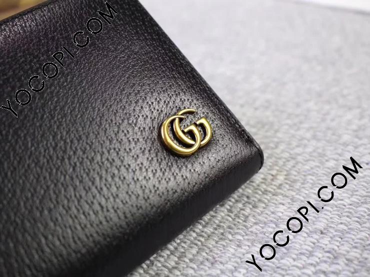 グッチ 財布 スーパーコピー 〔GUCCI GGマーモント〕 ブラック レザー