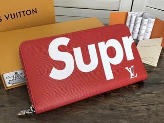 ルイ・ヴィトン シュプリーム 長財布 コピー 「LOUIS VUITTON x SUPREME」 ジッピー・オーガナイザー エピ ラウンドファスナー長財布 赤×白 【M67723R】