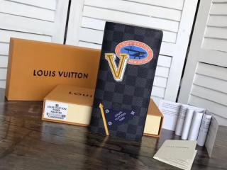 【N64438】 ルイ・ヴィトン メンズ 二つ折り財布 LVリーグ 「LOUIS VUITTON」 ポルトフォイユ・ブラザ ルイヴィトン ダミエ･グラフィット 財布 コピー