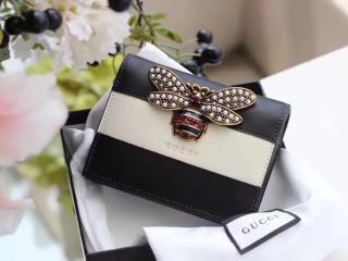 【476072 DYWQT 8224】 グッチ 二つ折り財布 コピー〔GUCCI〕クイーン マーガレット レザー カードケース レディース 財布