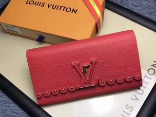 【M64104】 グロゼイユ ルイヴィトン レディース 人気 財布「LOUIS VUITTON」 ポルトフォイユ・カプシーヌ ヴィトンスーパーコピー 二つ折り長財布