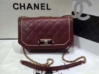 【A91836 Y82125 C1275】 シャネル 2017AW 「CHANEL」 ハンドバッグ チェーンショルダーバッグ ゴールド バーガンディー & ブラック