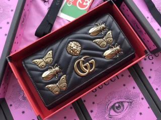 【443436 D8GXT 1000】 グッチ GGマーモント 長財布 スーパーコピー 〔GUCCI GG Marmont〕 スタッズ付 2017秋冬新作 財布 2色可選択 ブラック レザー