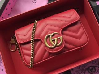 【476433 DSVRT 6433】 グッチ GGマーモント バッグ コピー〔GUCCI GG Marmont〕 2WAY クロスボディ チェーンショルダー ミニバッグ 3色可選択 レッド