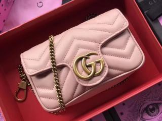 【476433 DSVRT 5909】 グッチ GGマーモント バッグ スーパーコピー〔GUCCI GG Marmont〕 2WAY クロスボディ チェーンショルダー ミニバッグ 3色可選択 ピンク