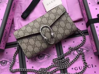 【404141 KHNSN 8698】 グッチ ディオニュソス 二つ折り長財布 スーパーコピー 〔GUCCI Dionysus〕 チェーン付きGGスプリームの長財布 2色 レッド