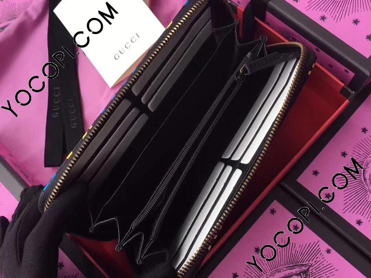 GUCCI 長財布GGマーモント ゴースト ラウンドジップ ブラック