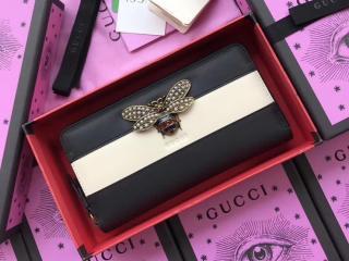 【476069 DYWQT 8224】 GUCCI グッチ クイーン マーガレット 長財布 スーパーコピー ジップアラウンドウォレット レディース ラウンドファスナー財布 ブラック、ホワイト レザー