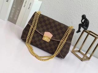 【N41597】 LOUIS VUITTON ルイヴィトン ダミエ・エベヌ バッグ コピー カイサ・クラッチ チェーンショルダーバッグ ローズ・バレリーヌ ゴールド金具