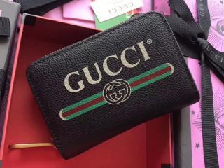 【496319 0GCAT 8163】 GUCCI グッチ プリント 財布 スーパーコピー カード＆コインケース コインケース・小銭入れ ミニ カード＆財布 4色可選択 ブラック レザー
