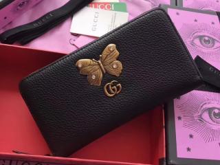 ‎【499363 CAOGT 1081】 GUCCI グッチ オンライン 財布 スーパーコピー バタフライ ジップアラウンドウォレット 限定 ラウンドファスナー長財布 3色可選択 ブラック レザー