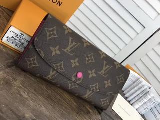 【M41943】 LOUIS VUITTON ヴィトン モノグラム 財布 スーパーコピー ポルトフォイユ・エミリー ルイヴィトン レディース 二つ折り長財布 7色可選択 ホットピンク