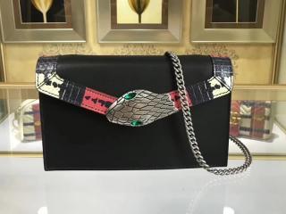 【453753 CVLSN 1097】 GUCCI グッチ リリス バッグ スーパーコピー スネークヘッド クラッチ チェーンショルダーバッグ 2色可選択 ブラック