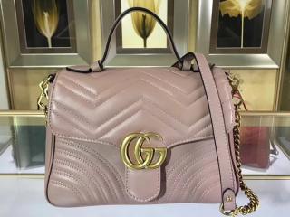 【498110 DTDIT 5729】 GUCCI グッチ GGマーモント バッグ スーパーコピー GG Marmont キルティング トップハンドルバッグ レディース ショルダーバッグ 3色可選択 ライトピンク