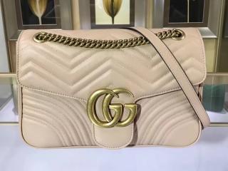 【443496 DRW3T 5729】 GUCCI グッチ GGマーモント バッグ スーパーコピー 2017秋冬新作 GG Marmont キルティング チェーンショルダーバッグ 3色可選択 ヌード