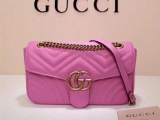 【443497 DRW3T 5554】 GUCCI グッチ GGマーモント バッグ コピー GG Marmont キルティングレザー チェーンショルダーバッグ 8色可選択 ピンク