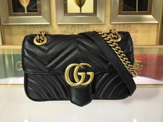 【446744 DTDID 1000】 GUCCI グッチ GGマーモント バッグ スーパーコピー GG Marmont キルティング ミニバッグ チェーンショルダーバッグ 3色可選択 ブラック