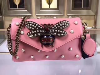 【453778 DVUDT 8007】 GUCCI グッチ ブロードウェイ バッグ スーパーコピー Broadway クラッチバッグ レディース チェーンショルダー 5色可選択 ライトピンク レザー