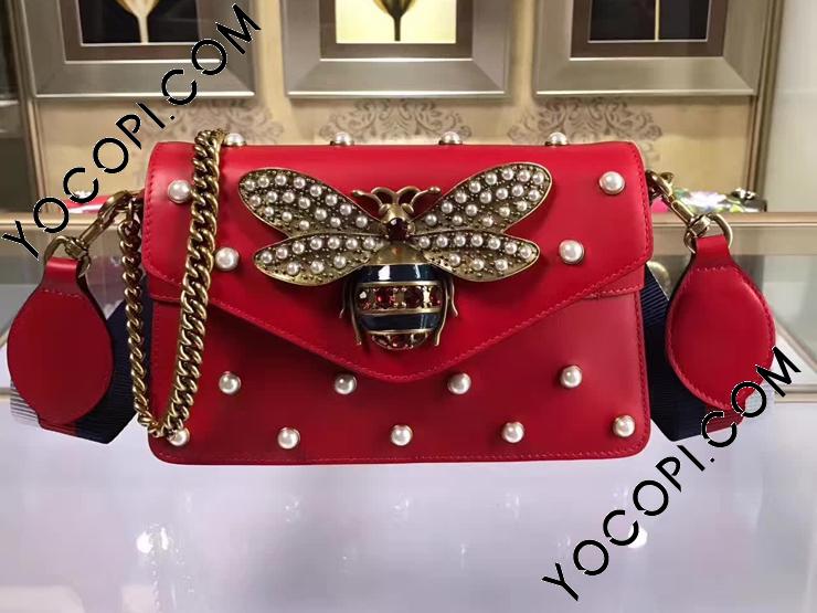 Gucci グッチ パールスタッズ 蜂 ブロードウェイ チェーンショルダーバック