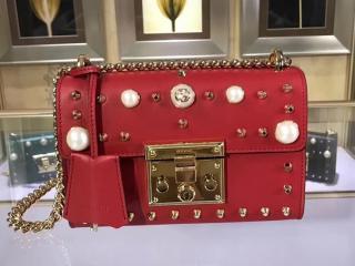 【432182 DLXDG 6491】 GUCCI グッチ パドロック バッグ コピー Padlock スタッズ付き レディース チェーンショルダーバッグ 5色可選択 レッド レザー