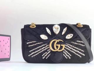 ‎【443497 9FRQT 1081】 GUCCI グッチ GGスプリーム バッグ コピー GG Marmont ベルベット レディース チェーンショルダーバッグ 2色可選択 ブラック
