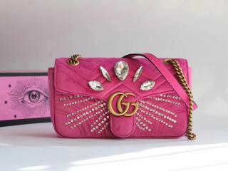 ‎【443497 9FRQT 5870】 GUCCI グッチ GGスプリーム バッグ スーパーコピー GG Marmont ベルベット レディース チェーンショルダーバッグ 2色可選択 ピンク