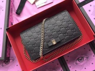 【431408 CWC1G 1000】 GUCCI グッチ バッグ スーパーコピー Gucci Signature シグネチャー レザー ミニバッグ レディース チェーンショルダーバッグ 2色可選択 ブラック