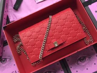 【431408 CWC1G 6433】 GUCCI グッチ バッグ コピー Gucci Signature シグネチャー レザー ミニバッグ レディース チェーンショルダーバッグ 2色可選択 レッド