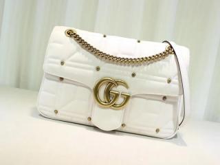 【443496 DRWAT 9022】 GUCCI グッチ GGマーモント バッグ コピー キルティング ミディアム レディース チェーンショルダーバッグ 2色可選択 ホワイト レザー