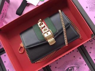 【494646 CWLSG 1060】 GUCCI グッチ シルヴィ バッグ スーパーコピー Sylvie Mini Chain Bag ミニ チェーンショルダーバッグ 3色可選択 ブラック レザー