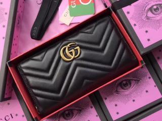 【474814 DRW1T 1000】 GUCCI グッチ GGマーモント 長財布 スーパーコピー ジップアラウンドウォレット ブラック シェブロン キルティング レザー ラウンドファスナー財布