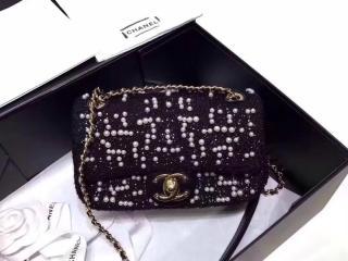 【A91951 Y82677 94305】 CHANEL シャネル レディース バッグ コピー ハンドバッグ 2017AW Flap bag ツイード & コスチューム パール チェーンバッグ ブラック