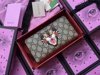 【451273 9A91N 8666】 GUCCI グッチ 長財布 コピー キャット プリント GGスプリーム キャンバス ジップアラウンドウォレット ラウンドファスナー財布