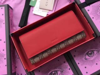 【410100 KLQIG 9784】 GUCCI グッチ GGスプリーム 長財布 スーパーコピー GG Supreme キャンバス ウォレット レディース 二つ折り財布 3色可選択 ハイビスカスレッド