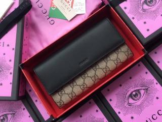 【410100 KHNKG 9769】 GUCCI グッチ GGスプリーム 長財布 コピー GG Supreme キャンバス ウォレット レディース 二つ折り財布 3色可選択 ブラック
