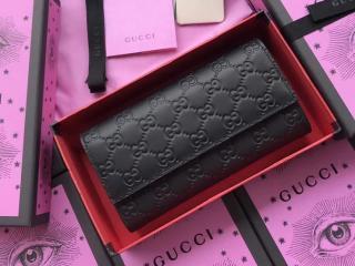 【‎410100 CWC1G 1000】 GUCCI グッチ グッチ シグネチャー 長財布 コピー コンチネンタルウォレット レディース 二つ折り財布 ブラック レザー