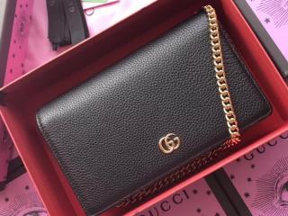 【497985 CAO0G 1000】 GUCCI グッチ GGマーモント バッグ スーパーコピー GG Marmont 2018新作 レディース ミニ チェーンバッグ ブラック レザー