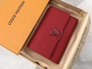 【M62158】 LOUIS VUITTON ルイヴィトン トリヨン 財布 スーパーコピー ポルトフォイユ・カプシーヌ コンパクト ヴィトン レディース 三つ折り財布 3色可選択 ルビー
