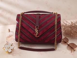 【392738 DV777 6219】 SAINT LAURENT サンローラン カレッジ バック スーパーコピー 2018新作 ハンドバッグ ラージ／キルティングレザー ショルダーバッグ 2色可選択 レッド