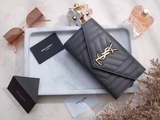 【437469 BRM04 4147】 SAINT LAURENT サンローラン カレッジ 長財布 コピー フラップウォレット ラージ／ブラック／ダイヤモンドキルティングレザー 二つ折り財布 4色可選択 ネイビー