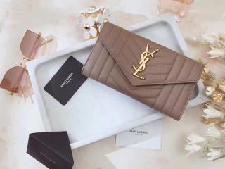 【437469 BRM04 9935】 SAINT LAURENT サンローラン カレッジ 長財布 スーパーコピー フラップウォレット ラージ／ブラック／ダイヤモンドキルティングレザー 二つ折り財布 4色可選択 ライトピンク