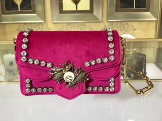 【489218 9FRET 5585】 GUCCI グッチ ブロードウェイ バッグ コピー broadway ベルベット ミニバッグ レディース ショルダーバッグ ラズベリー