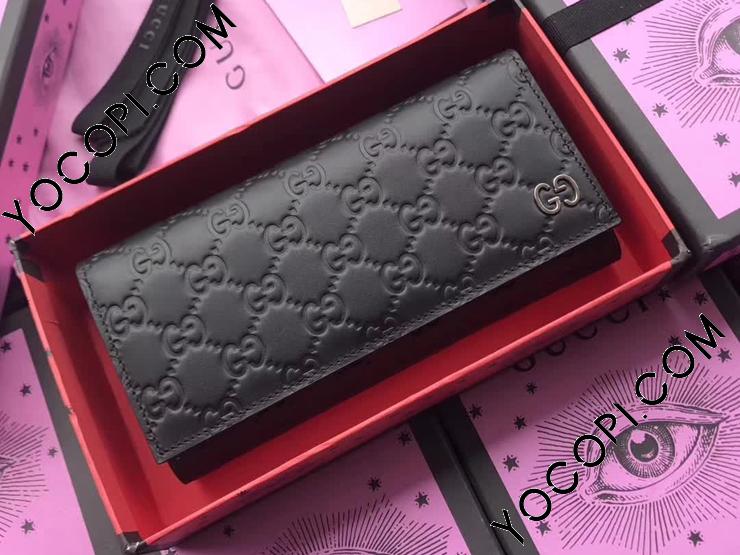 GUCCI 481727-CWC1N-1000　グッチ 　中ファスナー長財布　レザー　ブラック×シルバー グッチ GUCCI 長財布 コンチネンタルウォレット