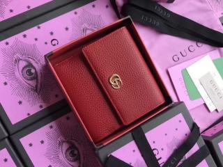 【456122 CAO0G 6433】 GUCCI グッチ レディース 財布 スーパーコピー プチ マーモント レザー フレンチフラップウォレット 二つ折り財布 2色可選択 ハイビスカスレッド レザー