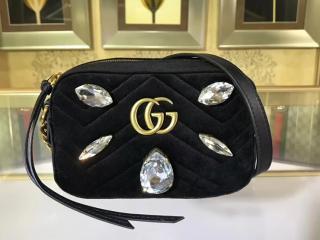 ‎【448065 9FRRT 1081】 GUCCI グッチ GGマーモント バッグ コピー 2018新作 GG Marmont ベルベット ミニバッグ レディース ショルダーバッグ 2色可選択 ブラック